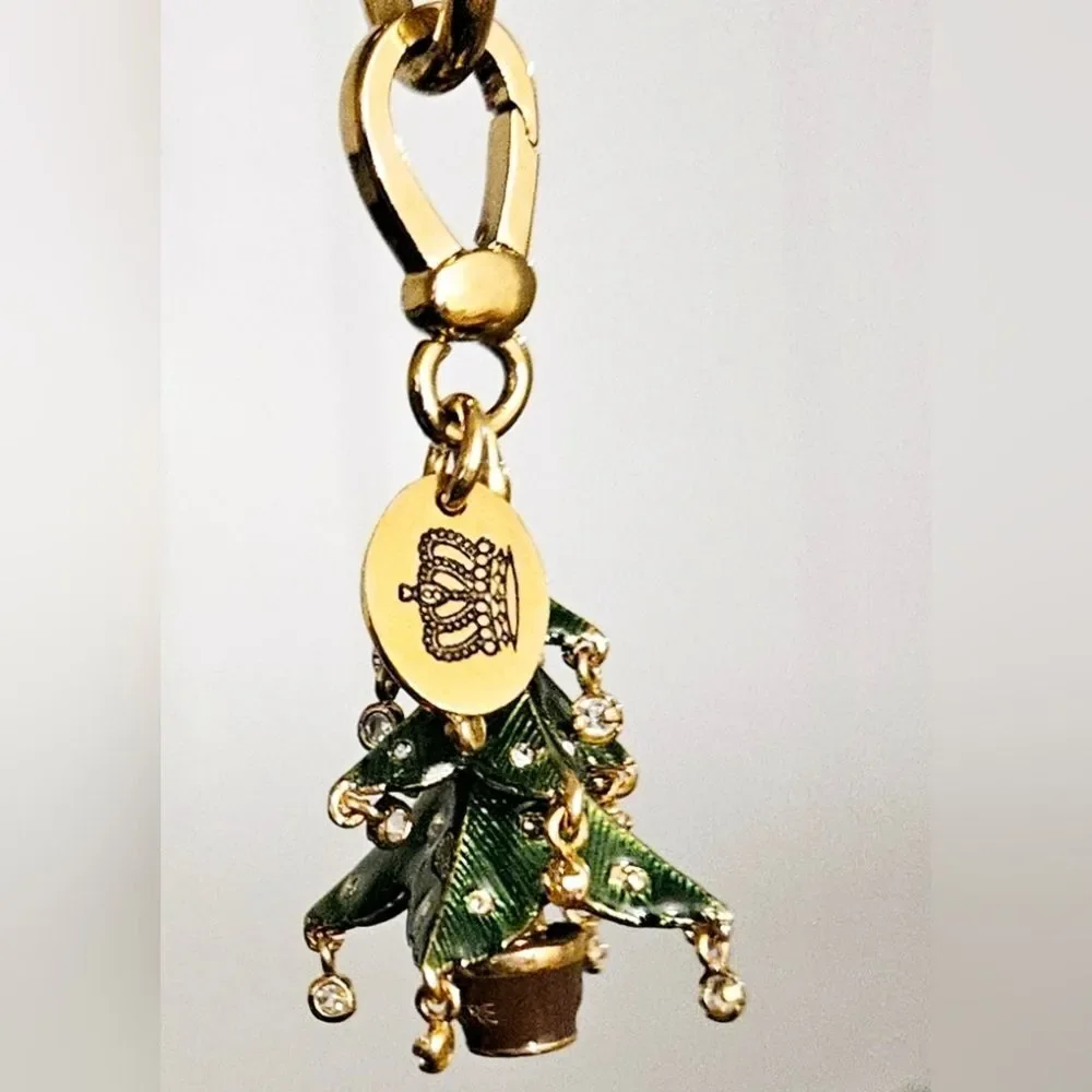 Juicy Couture Limited Edition Christmas Tree Gem Ornaments Gold Heart Bracelet - Picture 9 of 12